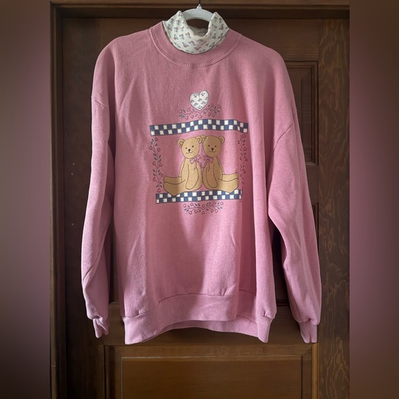 Vintage Tops - Vintage Turtleneck Teddy Bears Grandma Sweatshirt (1990s)